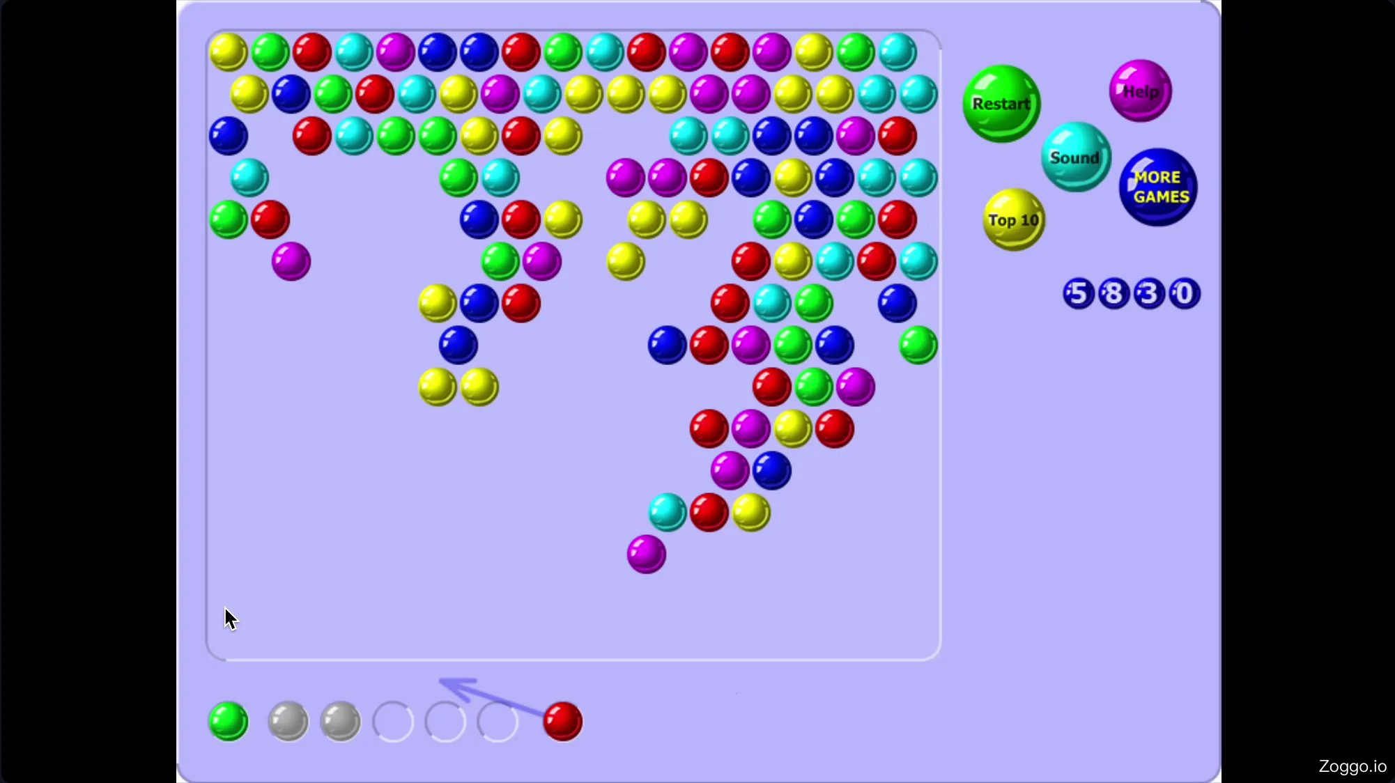 Using the wall bounce trick shot to reach hidden bubbles