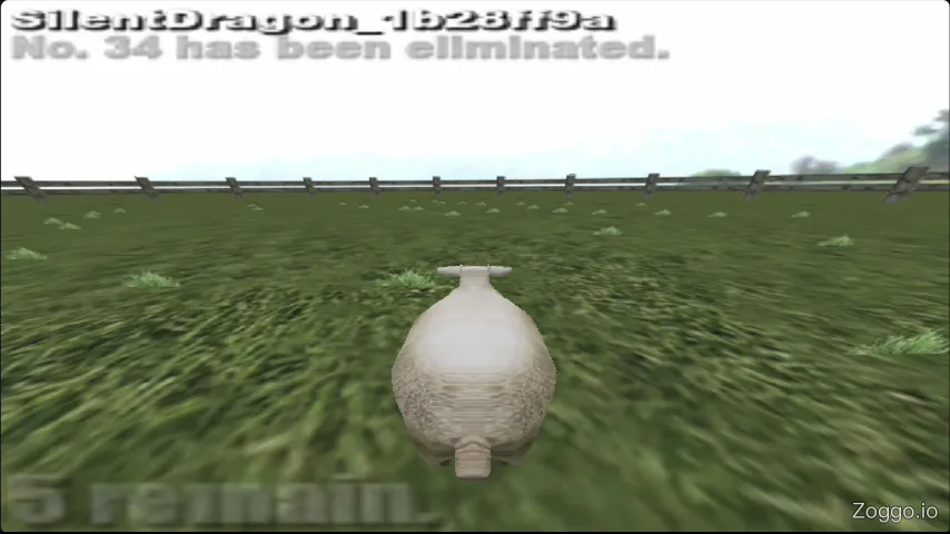 A player sheep slowly bumping an AI sheep sideways, sending it drifting toward the arena fence during a late-game standoff