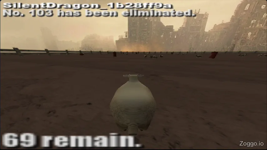 Bombs exploding on the ground in the Warzone arena as sheep scatter from the blast in Crazy Cattle 3D