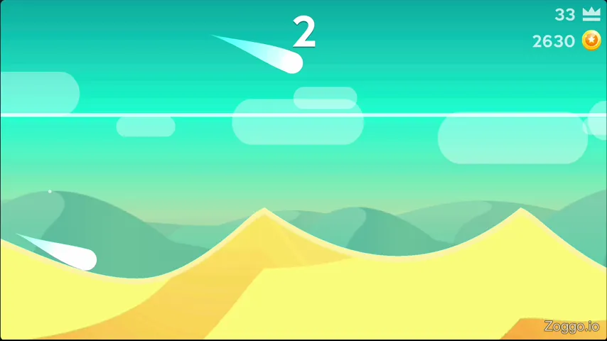 Curve Rush ball launching off a dune peak and shattering after hitting an upward slope