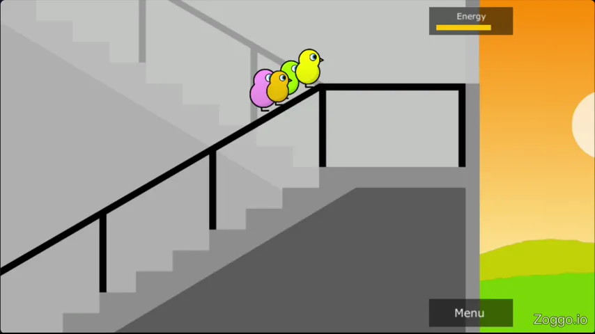 Duck competing in a multi-discipline race with running, flying, and swimming segments