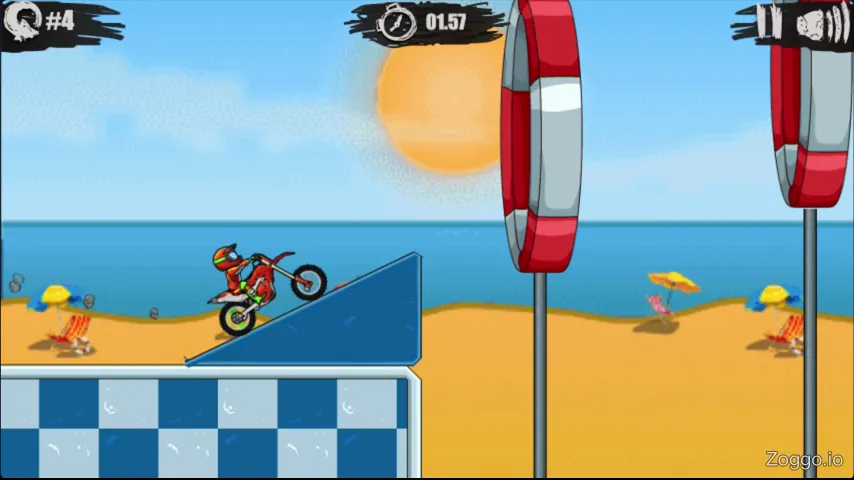 Moto X3M 5 Pool Party backflip bonus reducing completion time by 0.5 seconds