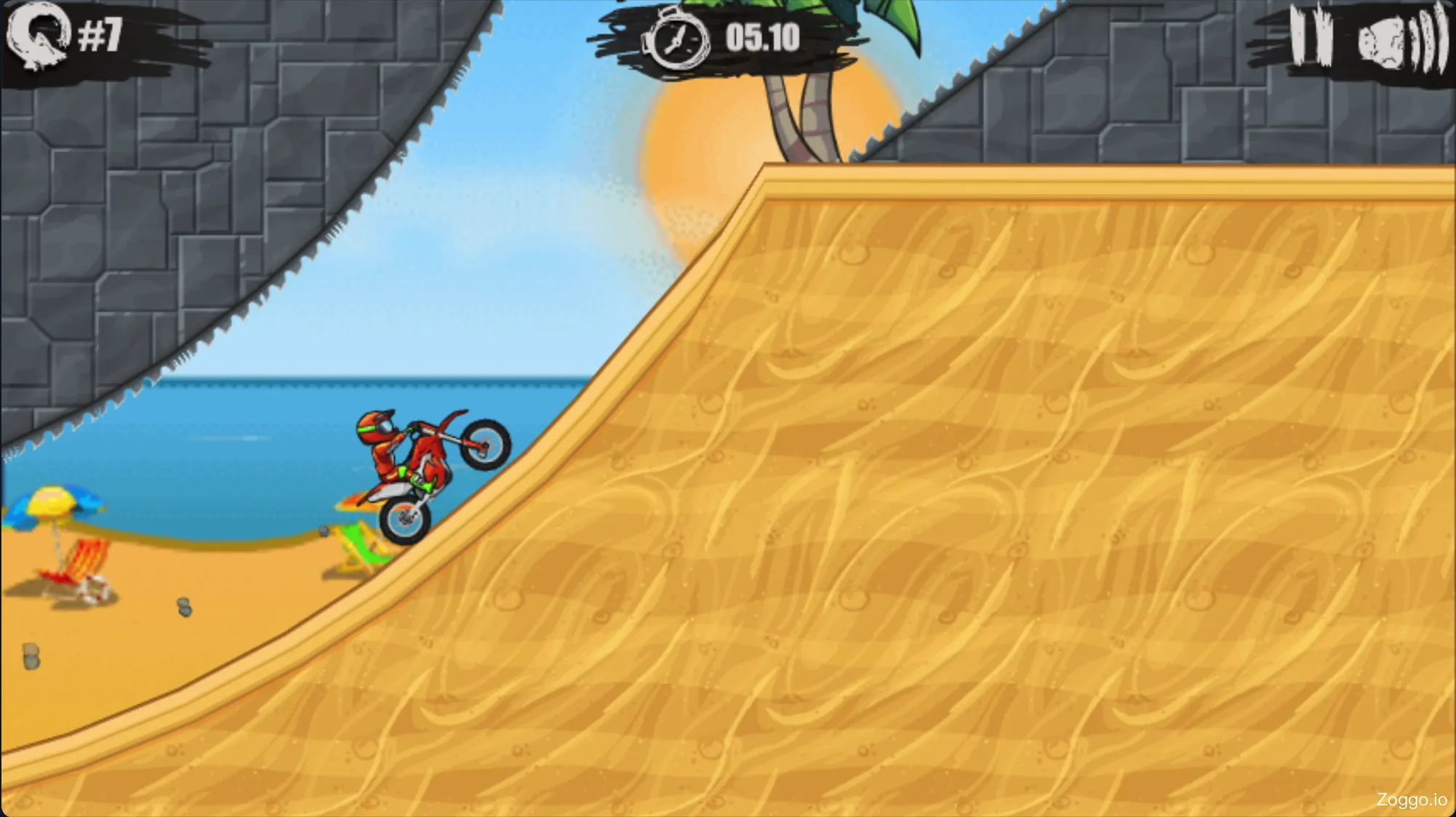 Performing a mid-air backflip in Moto X3M for a time reduction bonus