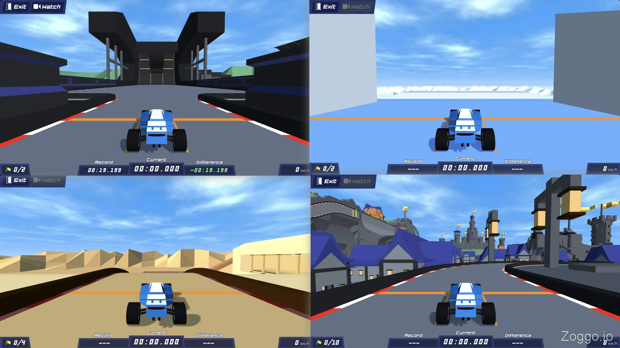 PolyTrack biomes including Summer, Winter, Desert and community track Flying Dreams