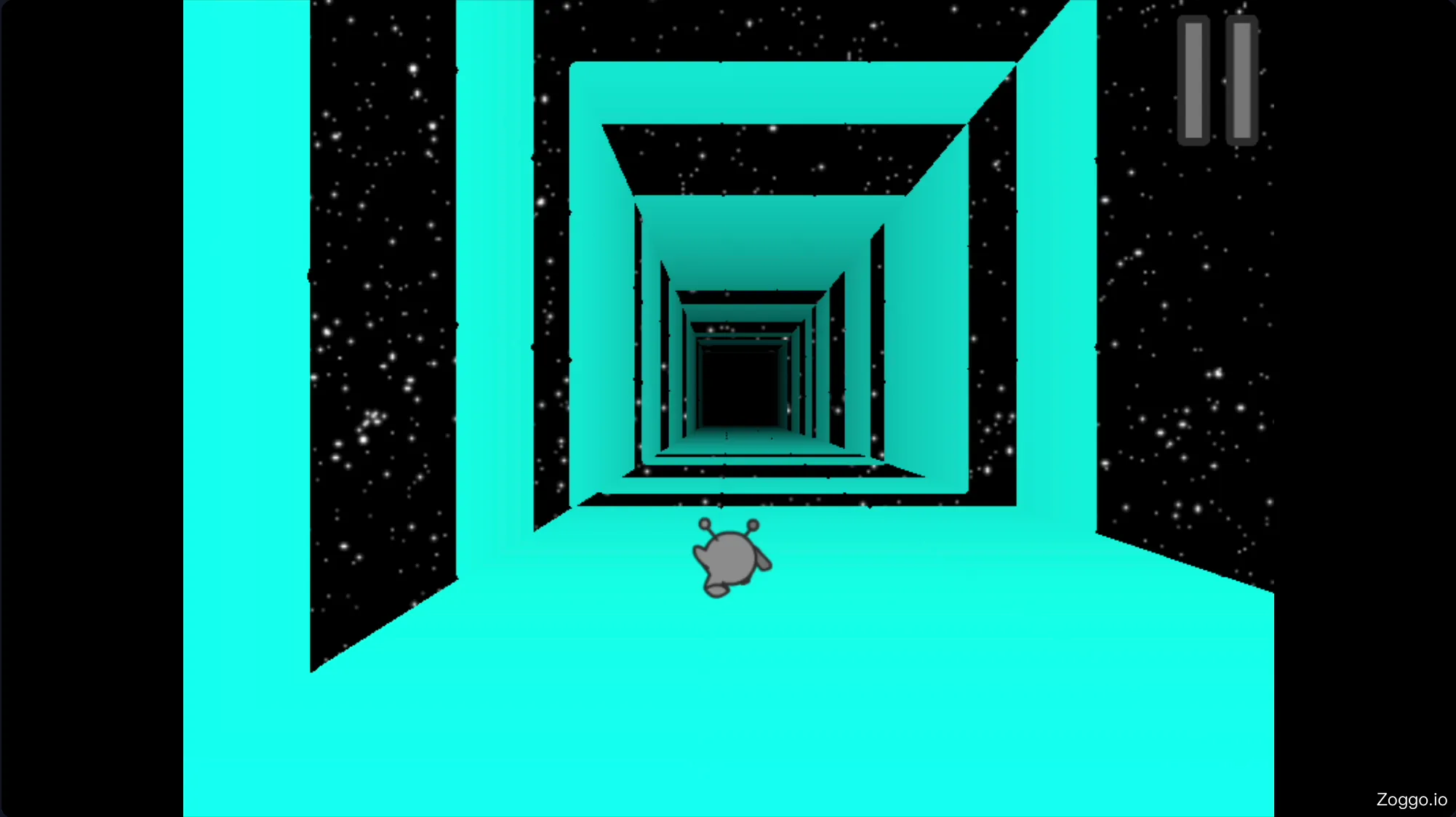 Run 3 gravity rotation mechanic showing the player running on tunnel walls to flip the level