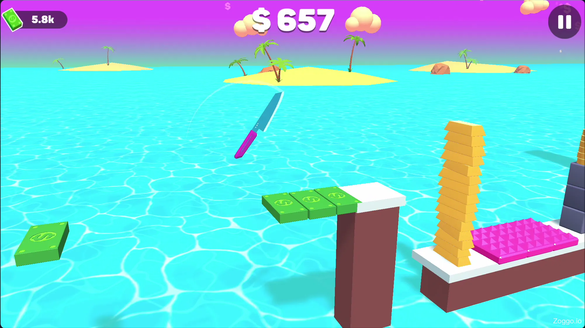 Fast-paced bonus level in Slice Master where players can farm extra coins rapidly