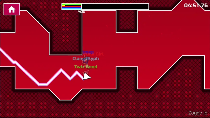 Multiplayer race mode in Space Waves showing multiple translucent arrows dashing and crashing