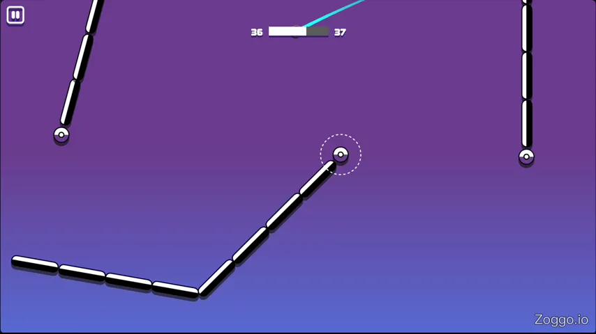 Stickman Hook physics chaos with bounce pads surrounding a hook point