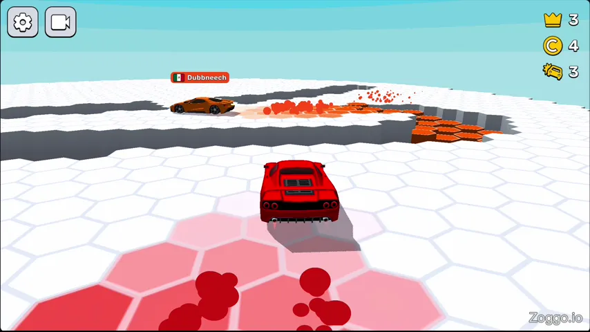 A car driving directly over a single-tile gap at a 90-degree angle without jumping in Survival Race