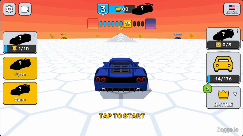 The achievement unlock progression UI in Survival Race showing gold chests and vehicle unlocks